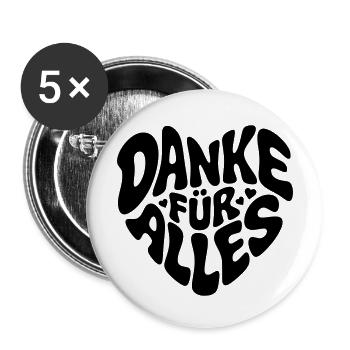 Danke für alles - Buttons groß 56 mm (5er Pack) - Weiß - Vorne