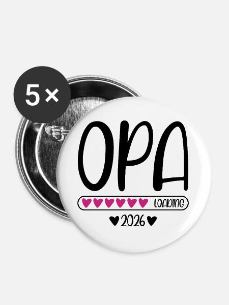 Opa 2026 loading - Buttons groß 56 mm (5er Pack) - Weiß