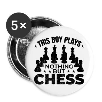 Dieser Junge spielt nichts als Schach - Buttons groß 56 mm (5er Pack) - Weiß - Vorne