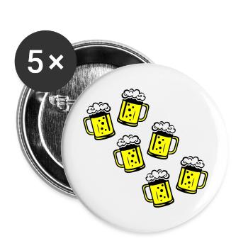 Icône de chope de bière - Lot de 5 grands badges (56 mm) - blanc - Devant