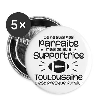 Supportrice Toulouse Parfaite Rugby - Lot de 5 grands badges (56 mm) - blanc - Devant