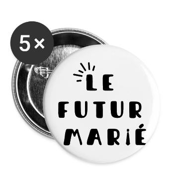 Le futur marié - EVG - Lot de 5 grands badges (56 mm) - blanc - Devant
