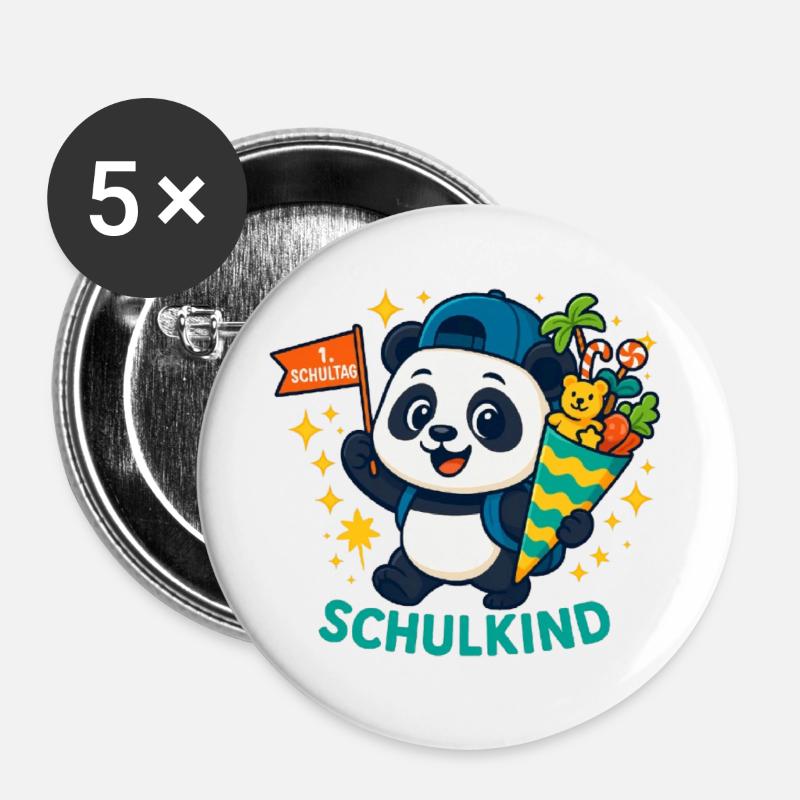 Schulkind 2026 Einschulung 2026 1. Klasse 26 - Buttons groß 56 mm (5er Pack) - Weiß
