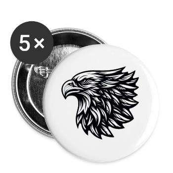 Adler Kopf Schwarz Weiß - Buttons groß 56 mm (5er Pack) - Weiß - Vorne