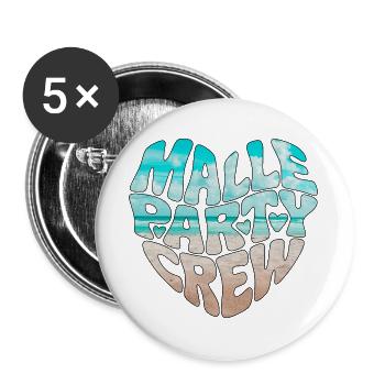 Malle Party Crew - Buttons groß 56 mm (5er Pack) - Weiß - Vorne