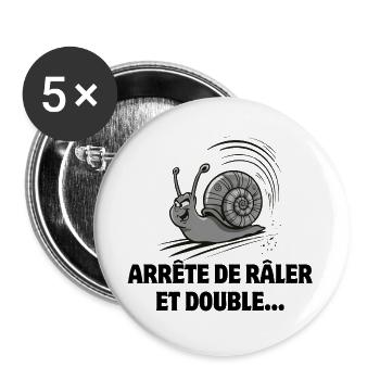 Führerschein, Schnecke, Geschwindigkeit - Buttons groß 56 mm (5er Pack) - Weiß - Vorne