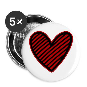 Herz Symbol Zeichnung - Buttons groß 56 mm (5er Pack) - Weiß - Vorne