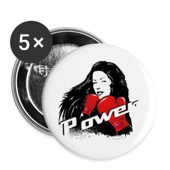 Boxer with power lettering – strong female motif - Buttons large 2.2''/56 mm (5-pack) - white - Front