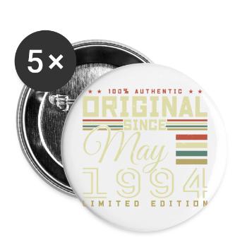 Cadeau Anniversaire Mai 1994, Gift May 1994 - Lot de 5 grands badges (56 mm) - blanc - Devant