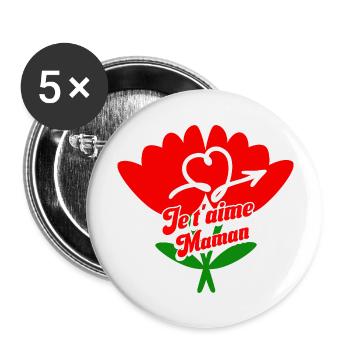 I Love You Mom Mother's Day - Buttons large 2.2''/56 mm (5-pack) - white - Front