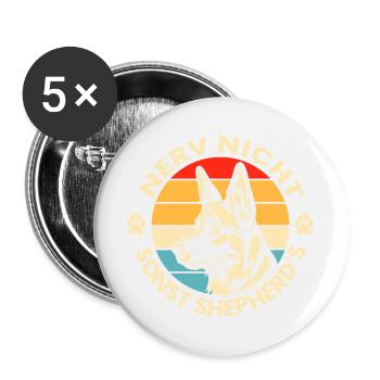 Schäferhund Geschenke Hund Herrchen Gassi - Buttons groß 56 mm (5er Pack) - Weiß - Vorne