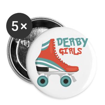 Derby Girls Do It On All Fours Skating Roller Derb - Buttons large 2.2''/56 mm (5-pack) - white - Front