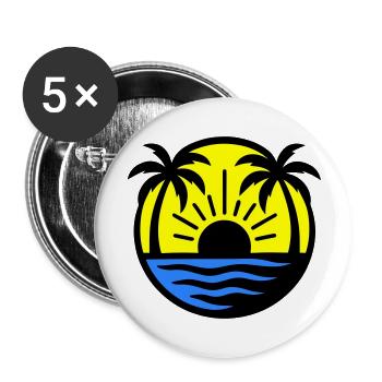 Palmen Strand Sonnenuntergang - Buttons groß 56 mm (5er Pack) - Weiß - Vorne