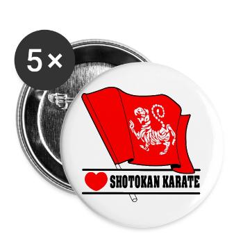 Flag with tiger Shotokan karate heart and text - Buttons large 2.2''/56 mm (5-pack) - white - Front