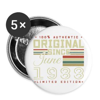 Cadeau Anniversaire Juin 1988, Gift June 1988 - Lot de 5 grands badges (56 mm) - blanc - Devant
