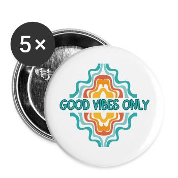 nur gute Laune - Buttons groß 56 mm (5er Pack) - Weiß - Vorne