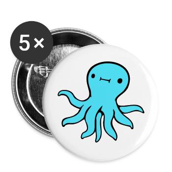 Pieuvre, Pieuvre, Pieuvre, Calmar, Céphalopode, Mignon, Mignon - Lot de 5 grands badges (56 mm) - blanc - Devant