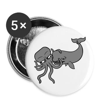 Octopus Whale 2 Fighting Deep Sea Monster Sea Monster - Buttons large 2.2''/56 mm (5-pack) - white - Front