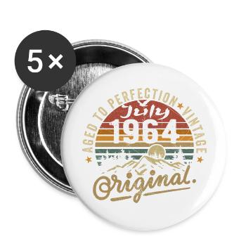 Juillet 1964 Juillet 1964 Anniversaire Juillet 1964 - Lot de 5 grands badges (56 mm) - blanc - Devant
