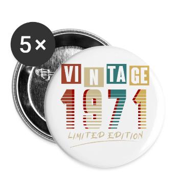 Vintage 1971: Limited Edition - 54th Anniversary. - Buttons large 2.2''/56 mm (5-pack) - white - Front