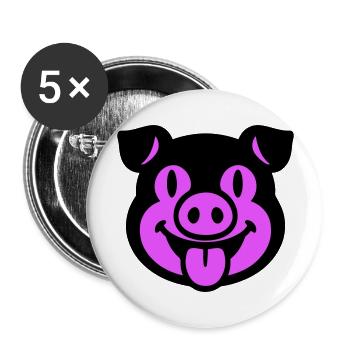 Tête de porcelet - Lot de 5 grands badges (56 mm) - blanc - Devant