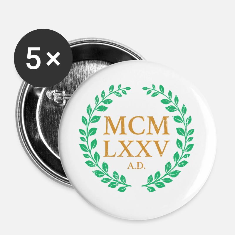 MCMLXXV - 1975 - Buttons large 2.2''/56 mm (5-pack) - white
