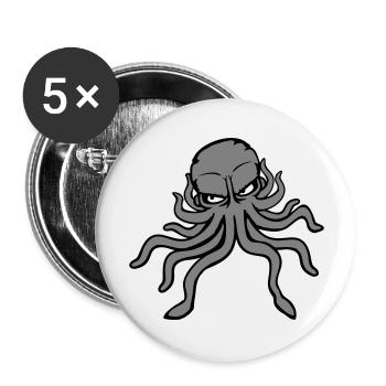 Pieuvre, pieuvre, pieuvre, céphalopode, mauvais œil - Lot de 5 grands badges (56 mm) - blanc - Devant