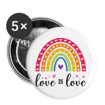LGBT Pride Month - Liebe ist Liebe - Buttons groß 56 mm (5er Pack) - Weiß - Vorne
