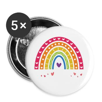 LGBT Pride Month - Liebe ist Liebe - Buttons groß 56 mm (5er Pack) - Weiß - Vorne