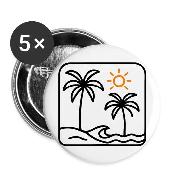 Island Summer Sea Palm Trees - Buttons large 2.2''/56 mm (5-pack) - white - Front