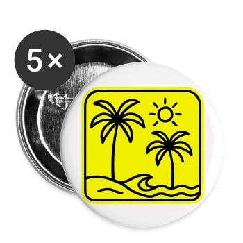 Palm Trees Beach - Buttons large 2.2''/56 mm (5-pack) - white - Front