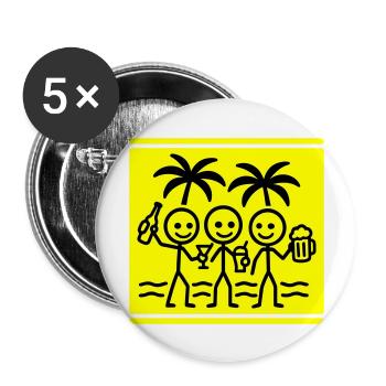 Strand Party Urlaub Team - Buttons groß 56 mm (5er Pack) - Weiß - Vorne