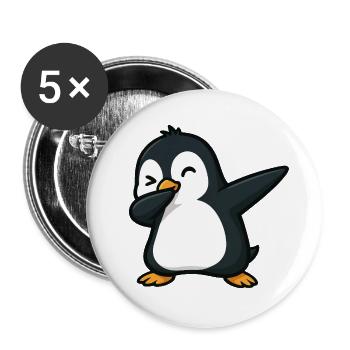 Süßer Pinguin Dabbing Cool Cartoon Zwinker - Buttons groß 56 mm (5er Pack) - Weiß - Vorne