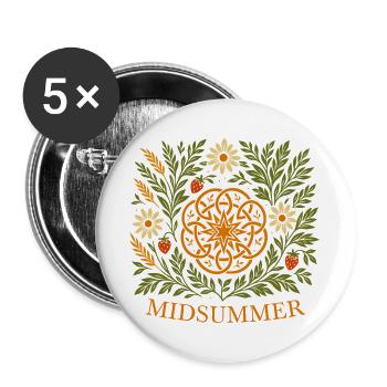 Midsummer Summer Mandala - Strawberries & Flowers - Buttons large 2.2''/56 mm (5-pack) - white - Front