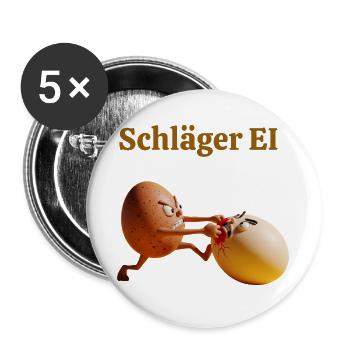 Racket Egg – Bataille d’œufs amusante - Lot de 5 grands badges (56 mm) - blanc - Devant