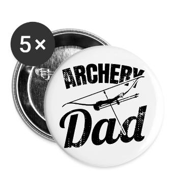Bogenschießen Papa - Buttons groß 56 mm (5er Pack) - Weiß - Vorne