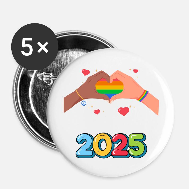 Pride Month - Buttons large 2.2''/56 mm (5-pack) - white