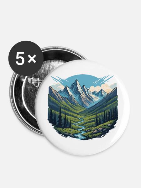 Urlaub im Tal - Buttons groß 56 mm (5er Pack) - Weiß