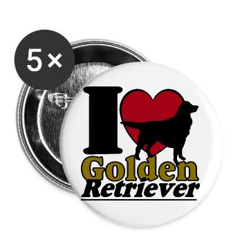 Golden Retriever , I Love ........................ - Buttons groß 56 mm (5er Pack) - Weiß - Vorne