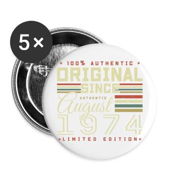 August 1974 Retro August 1974 August 1974 Anniversary - Buttons large 2.2''/56 mm (5-pack) - white - Front
