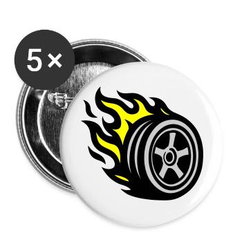 Flamme de pneu - Lot de 5 grands badges (56 mm) - blanc - Devant