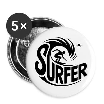 Surfer - Cool Surfer Logo - Buttons large 2.2''/56 mm (5-pack) - white - Front
