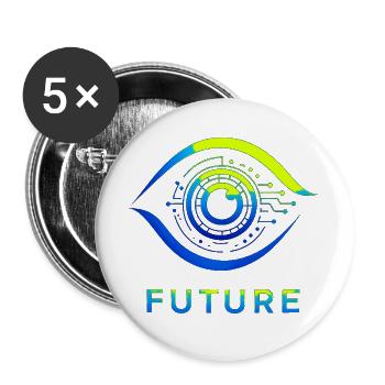 Futuristic Circle Technology Design - Buttons large 2.2''/56 mm (5-pack) - white - Front