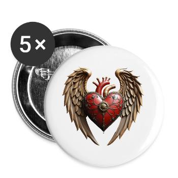 Vintage elegance: an elegant watch and heart. - Buttons large 2.2''/56 mm (5-pack) - white - Front