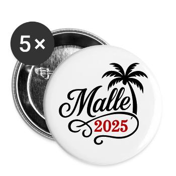 Malle 2025 Palme - Buttons groß 56 mm (5er Pack) - Weiß - Vorne