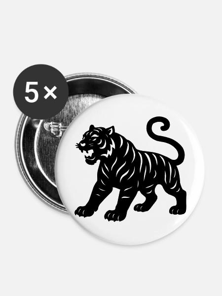 tiger - Buttons groß 56 mm (5er Pack) - Weiß
