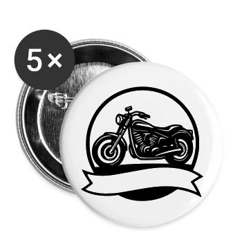 moto vintage - Lot de 5 grands badges (56 mm) - blanc - Devant