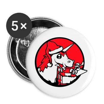 Unicorn Christmas Santa Claus Gifts Hat - Buttons large 2.2''/56 mm (5-pack) - white - Front