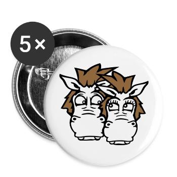 2 Pferde Paar Lustig Verrücktes Pärchen Verliebt - Buttons groß 56 mm (5er Pack) - Weiß - Vorne
