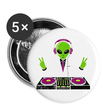 DJ extraterrestre avec des écouteurs néon - Lot de 5 grands badges (56 mm) - blanc - Devant